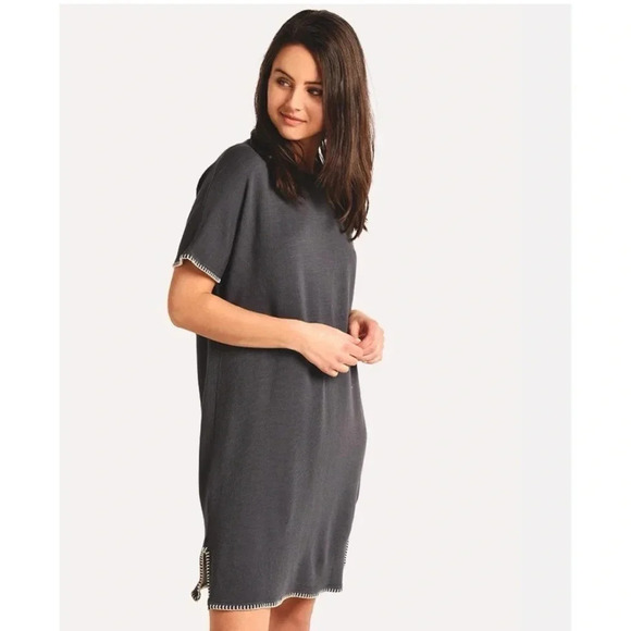 Monrow Revolve Navy Super Soft Blanket Stitch Casual Shirt Dress Size Small - Picture 8 of 12